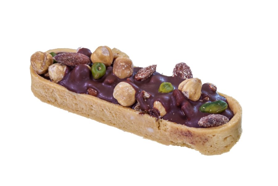 Nussschiffchen mit dunkler Schokolade
